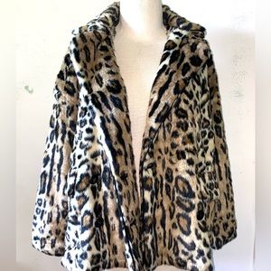 Free people faux fur leopard print jacket